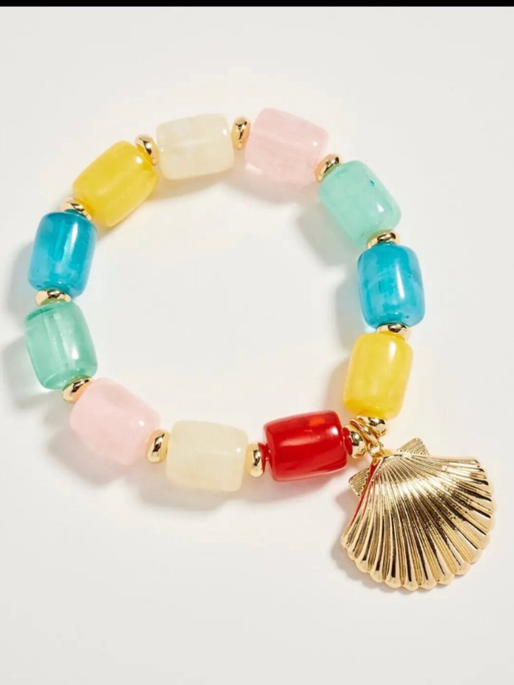 Gold Seashell Charm Beaded Bracelet